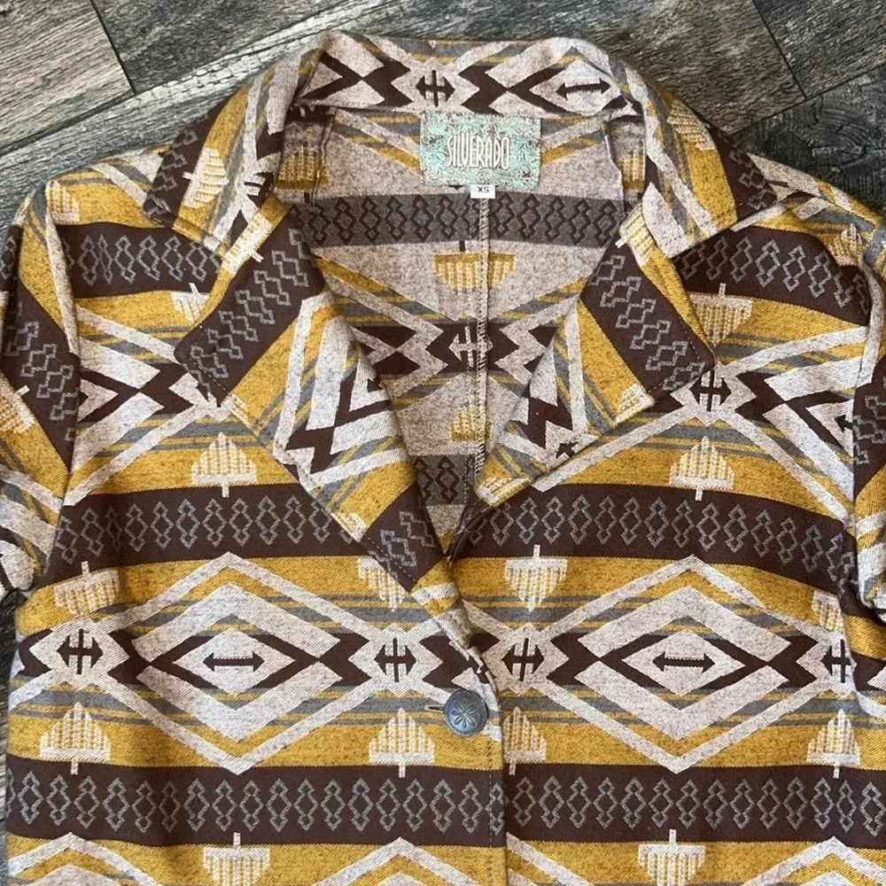 Aztec Print Three Button Blazer Silverado Western XS - Picture 3 of 10